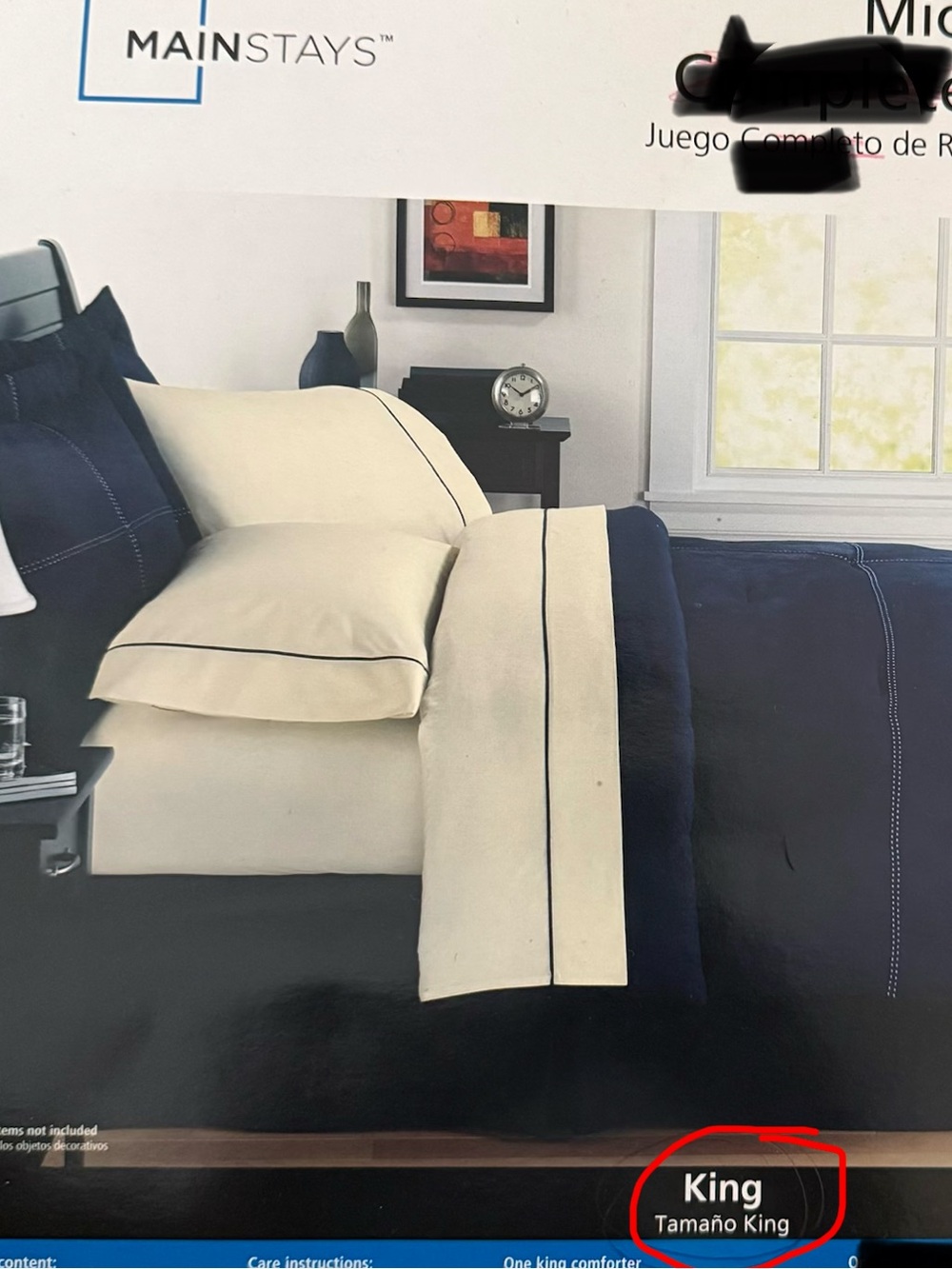 Mainstays Microsuede Comforter and 2 Pillow Shams King Navy Blue